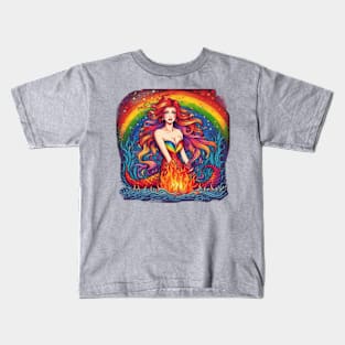 Flame-tailed Sirens - Mermaids of the Rainbow Kids T-Shirt